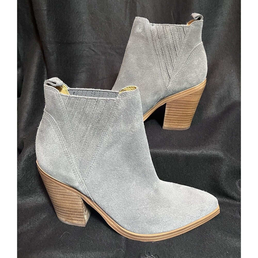Marc Fisher Gadri Ankle Suede Boot Womens 6.5 Gray Western Cowgirl Texas Hold Em